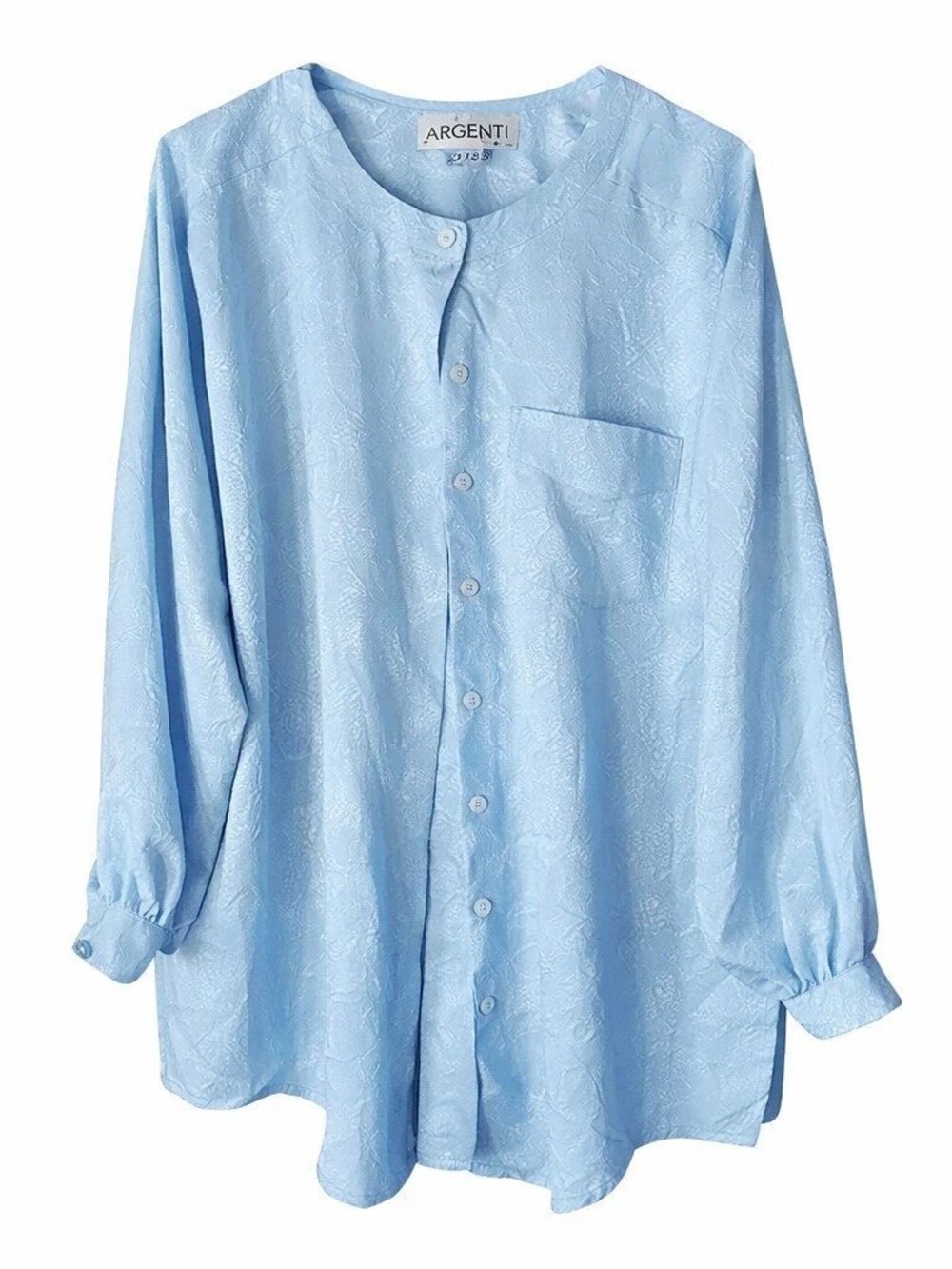 Argenti Light Blue Button Front Blouse Size 16 Relaxed Fit Polyester Tunic Top